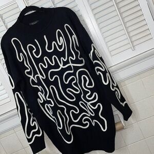 Swirl abstract knit sweater dress